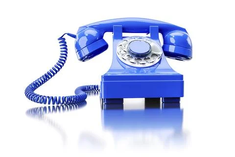 3d illustration of an old blue dial-up phone Stock Illustration