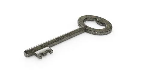 3d illustration of an old key isolated on white Stock Illustration