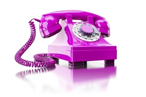 3d illustration of an old pink dial-up phone Stock Illustration