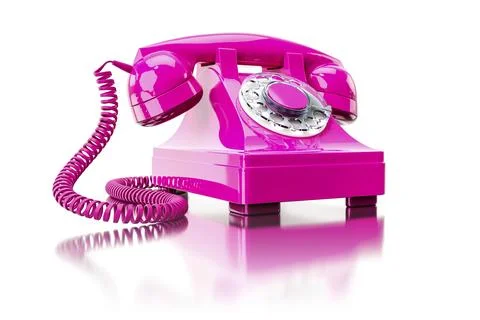 3d illustration of an old pink dial-up phone Stock Illustration