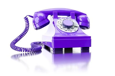 3d illustration of an old purple dial-up phone Stock Illustration