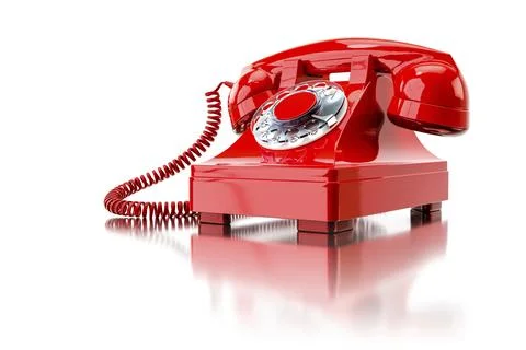 3d illustration of an old red dial-up phone Stock Illustration