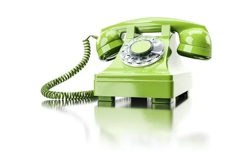 3d illustration of an old turquoise dial-up phone Stock Illustration