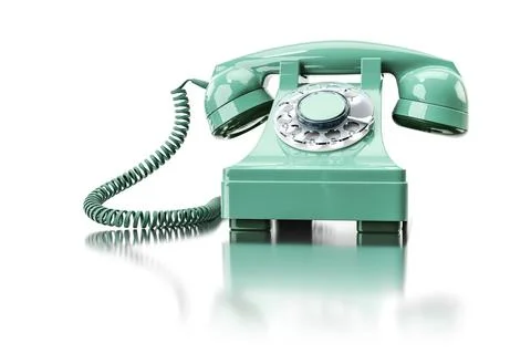 3d illustration of an old turquoise dial-up phone Stock Illustration
