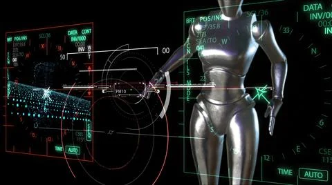 3d illustration - The old type of robot does not understand the new technolog Stock Illustration