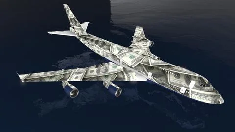 3D Illustration One hundred dollar bill of the United States of America Air.. Stock Illustration