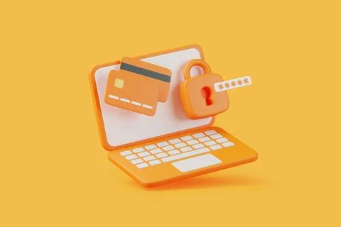 3D illustration of online payment security concept Stock Illustration