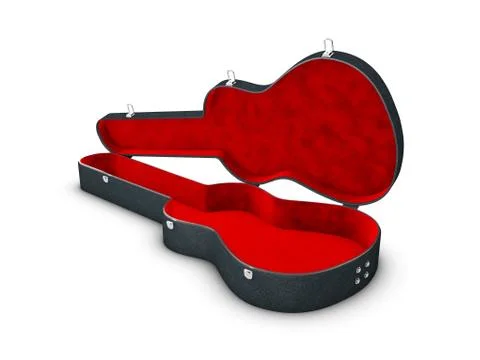 3d Illustration of open Guitar case, isolated white Stock Illustration