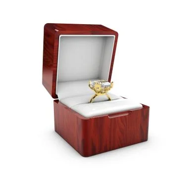 3d Illustration of Opened present box with jewerly on white background Stock Illustration