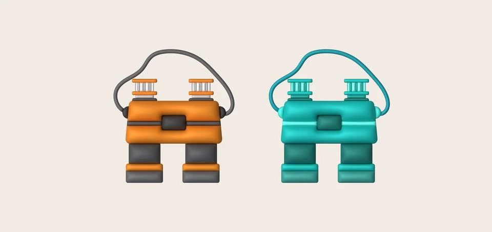 3d illustration Optical instruments for viewing distant. binoculars, spyglass Stock Illustration