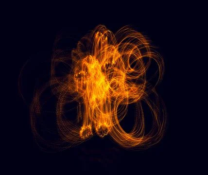 3D illustration or 3D rendering. Abstract lights of golden color. Stock Illustration