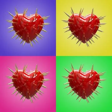 3D illustration or 3D rendering of four hearts Stock Illustration