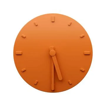 3D illustration of the orange clock on a white background, white clock hands, sh Stock Illustration
