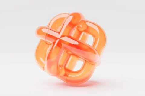 3D illustration of a  orange node on white  background. Fantastic  shape .Sim イラスト素材