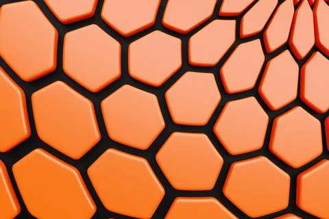 3d illustration orange  pattern, cell in geometric ornamental style from stri イラスト素材