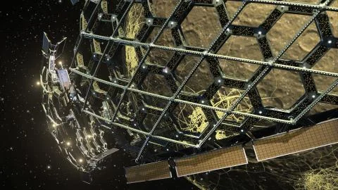 3D Illustration of an outer space honeycomb structure Stock Illustration
