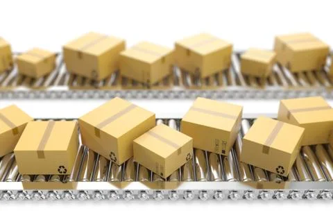 3D illustration Packages delivery, packaging service and parcels transportation イラスト素材