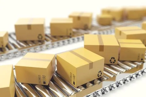 3D illustration Packages delivery, packaging service and parcels transportation イラスト素材