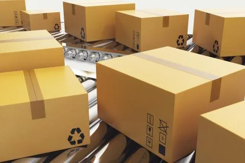 3D illustration Packages delivery, packaging service and parcels transportation イラスト素材