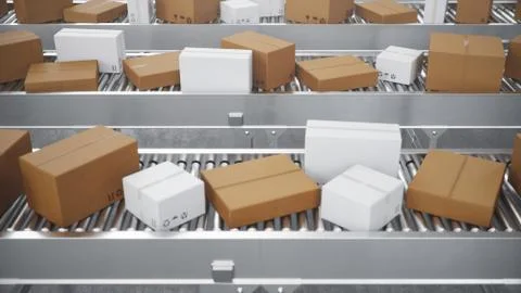 3D illustration Packages delivery, packaging service and parcels transportation Illustrazione stock