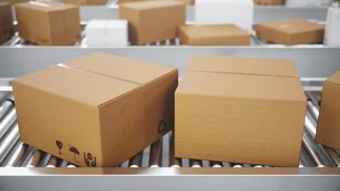 3D illustration Packages delivery, packaging service and parcels transportation Illustrazione stock