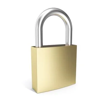 3d illustration padlock icon, closed lock security icon isolated on white Illustrazione stock