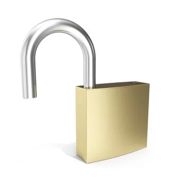 3d illustration padlock icon, open lock security icon isolated on white Stock Illustration