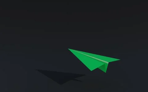3D illustration paper plane taking off on a black background Stock Illustration