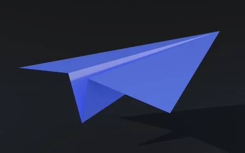 3D illustration paper plane taking off on a black background Stock Illustration