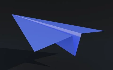 3D illustration paper plane taking off on a black background Stock Illustration