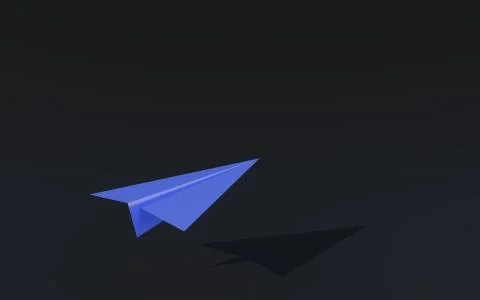 3D illustration paper plane taking off on a black background Stock Illustration