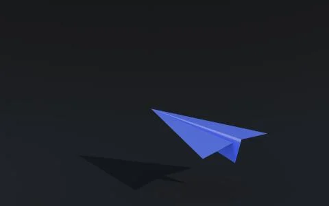 3D illustration paper plane taking off on a black background Stock Illustration