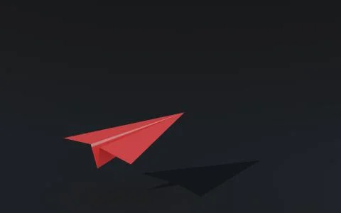 3D illustration paper plane taking off on a black background Stock Illustration