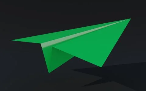 3D illustration paper plane taking off on a black background Stock Illustration