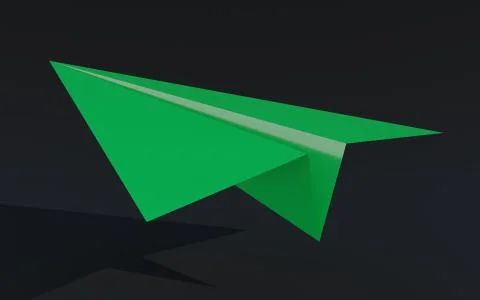 3D illustration paper plane taking off on a black background Stock Illustration
