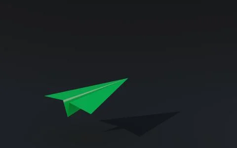3D illustration paper plane taking off on a black background Stock Illustration