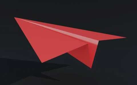 3D illustration paper plane taking off on a black background Stock Illustration