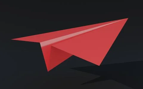 3D illustration paper plane taking off on a black background Stock Illustration
