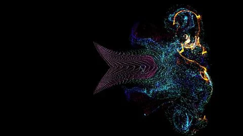 3d illustration - particles on a black background.  3d rendering Illustrazione stock