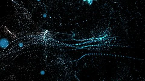 3d illustration - particles on a black background.  3d rendering Stock Illustration