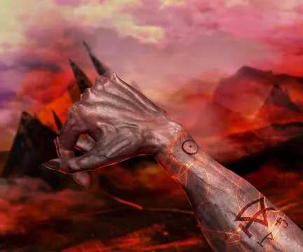 3D illustration of a passive position demonic hand. Ilustração Stock