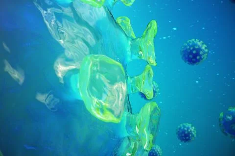 3D illustration pathogenic viruses causing infection in host organism. Viral Stock Illustration