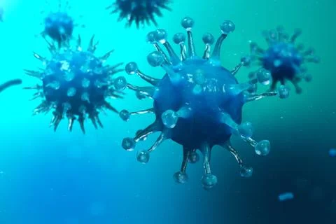 3D illustration pathogenic viruses causing infection in host organism. Viral Stock Illustration