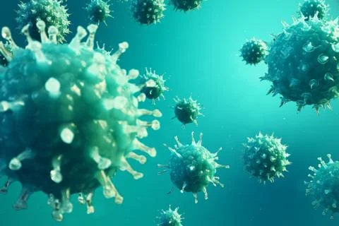 3D illustration pathogenic viruses causing infection in host organism. Viral Stock Illustration