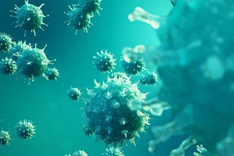 3D illustration pathogenic viruses causing infection in host organism. Viral Stock Illustration