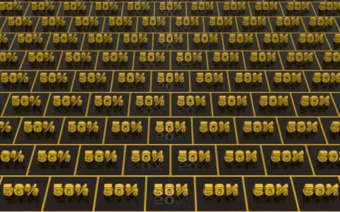 3D illustration Pattern With Cubes And Text Message Text Message 50 Percents Illustrazione stock