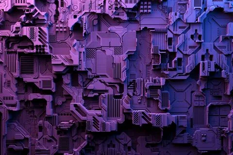 3d illustration of a pattern in the form of a metal, technological plating of Stock Illustration