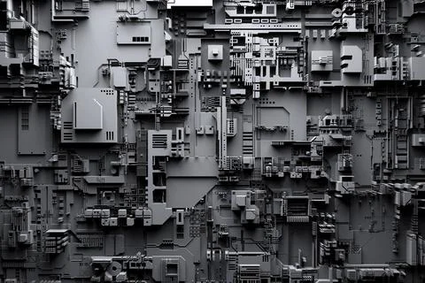 3d illustration of a pattern in the form of a metal, technological plating of Stock Illustration