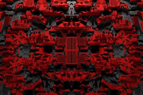 3d illustration of a pattern in the form of a metal, technological plating of Stock Illustration