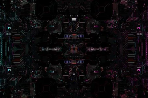 3d illustration of a pattern in the form of a metal, technological plating of Stock Illustration